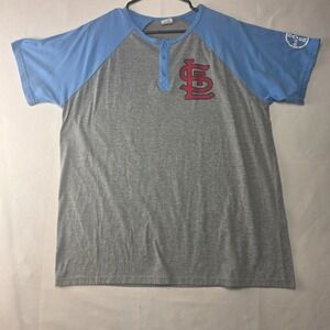 St. Louis Cardinals XL Raglan Henley T‑Shirt Gray & Light Blue MLB Tee